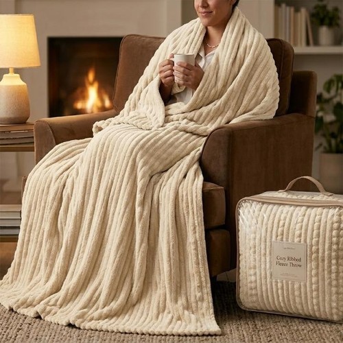 Fluffy ribbed blanket faux - ribbed,