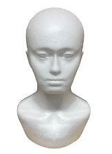 POLYSTYRENE WIG HEAD WITH SOULDER  STYROFOAM FOAM MANNEQUIN  (WHITE)