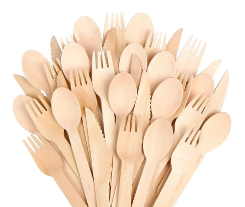 Wooden cutlery set spoons - set,