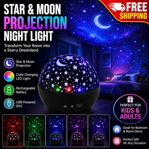 Star moon projector night - star,
