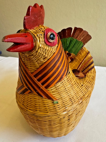 Vintage wicker chicken egg - vintage,