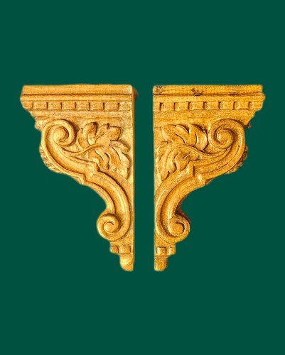 Pair carved wooden corbels - carved,