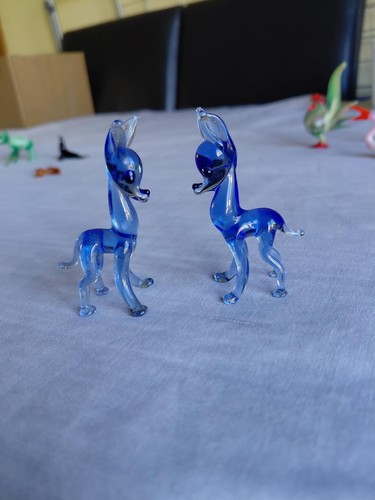 Vintage blue glass deer - blue,