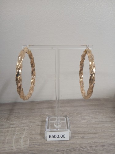 9ct large twisted creole - 9ct, hoops