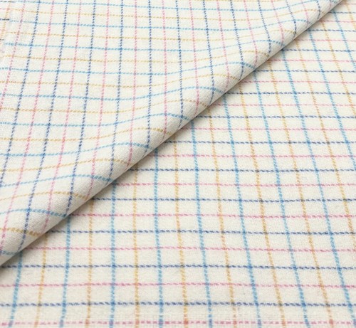 White pink check - white, wool