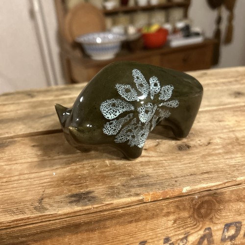 Vintage small dark green lotus - vintage,