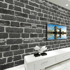 9.5m 3D Black Brick Wallpaper