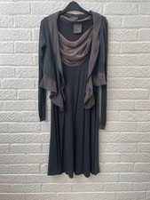 Out of Xile Dark Grey Silk Edged Dress & Cardigan Size UK 10 to 12