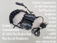 Aviation Communications AC-800S Pilot Headset Dual Plug Aircraft Headphones