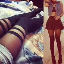 Black Sexy Women Temptation Sheer Mock Suspender Tights Pantyhose Stocking YJ