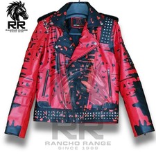 Men's Red Punk Leather Jacket
