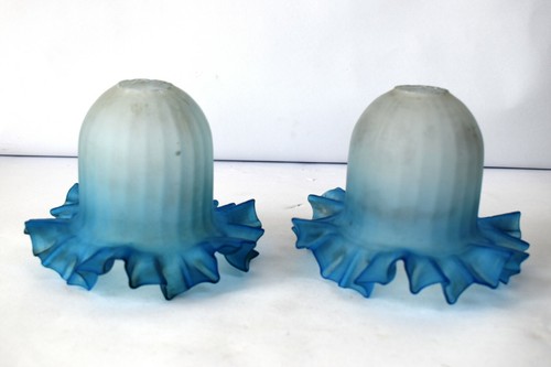 Vintage pair lamp - shades, blue