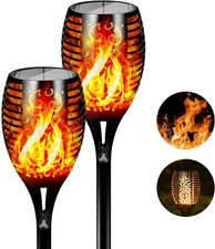 4X Flame Effect Solar Outdoor Lights Stake Garden Path Flickering LED Torch Lamp