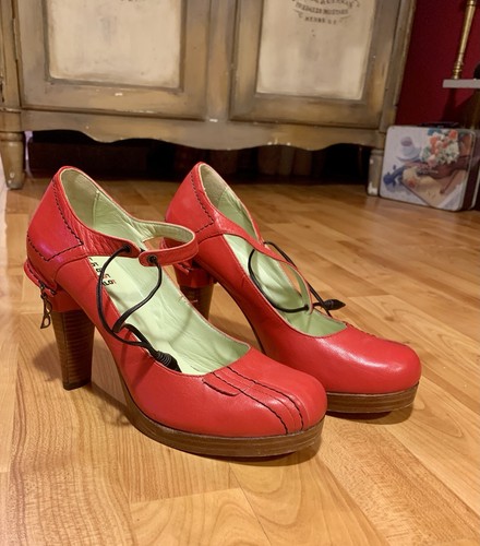 Harlot red leather platform - leather,