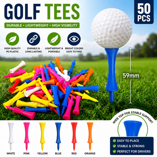 50x golf tees 59mm plastic - golf,