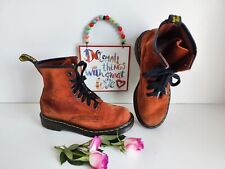 Dr Martens 1460 8 eye suede leather orange brown ankle boots UK5 EU38 US7