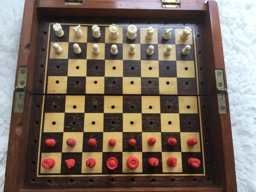 Antique travel chess set - antique,