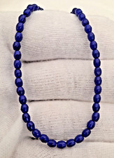 Antique Doll Bead Necklace Cobalt Blue Glass Jewellery Bru Jumeau Bisque 19 cm