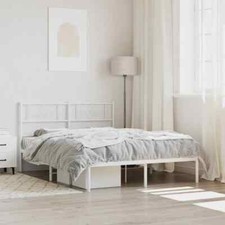 Metal Bed Frame with Headboard White 150x200 cm King Size vidaXL