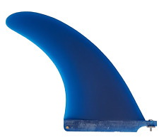 Surfboard Fibreglass Longboard Fin 8” Inch + Plate & Screw.SUP Mal fins. Blue.