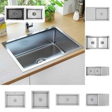 Handmade Single Large Kitchen Sink Plumbing Utility Waste Basin Stainless Steel
