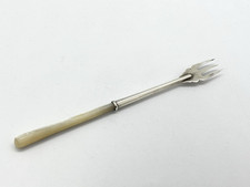 Antique Solid Sterling Silver & Mother of Pearl Pickle / Oyster / Olive Fork