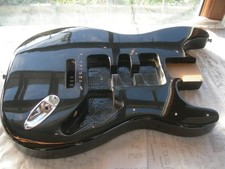 UNUSED R/H Strat Type Guitar Body, Basswood, Unloaded, Black Gloss finish (BL1)