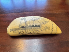 SCRIMSHAW FAUX SPERM WHALE TOOTH TAMACHMAAH CHINCHILLA SHIPS NEW YORK -RARE FIND
