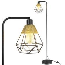 Vintage Industrial Floor Lamp with Metal Cage for Room Decor Office Reading