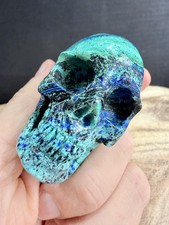 Crystal Azurite & Turqoise Skull Carving Ancestor Energy collect 384g
