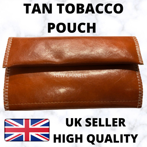 Tan leather tobacco pouch - tobacco,