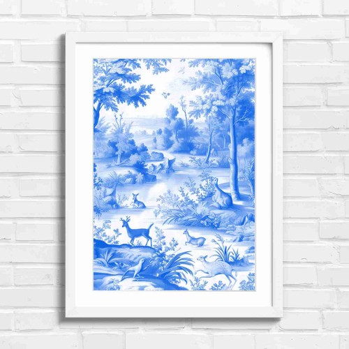 Pink toile jouy deer - pink, de
