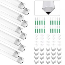 12 Pcs LED Aluminium Channel Profile 3.3ft Extrusion Diffuser Strip Lights Cover