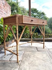 Mid Century Vintage bamboo rattan desk console dressing table