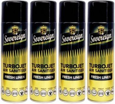 4 x Sovereign Fresh Linen Turbojet Air Sanitiser Car Home Freshener Spray