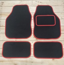 RED UNIVERSAL 4 PIECE FRONT AND REAR CAR VAN FLOOR MATS RUBBER BACKED CARPET