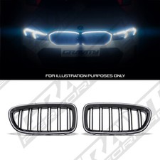 GLOSS BLACK FRONT LED GRILLE DOUBLE SLAT GRILL LIGHT FOR BMW 5 SERIES F10 10-17