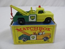 Vintage Lesney Matchbox Green & Yellow BP Dodge Wreck Tow Truck w/ Box #13 New!