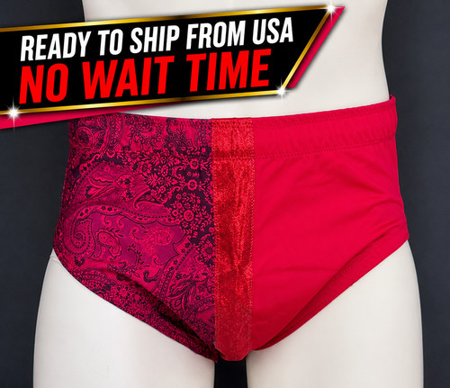 Pro wrestling trunks large red - large,