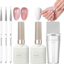 DMQ French Manicure Kit - Jelly Pink Milky White Gel Nail Polish Set - French UV