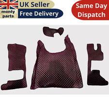 Black and Red Eco Leather Floor Mats  DAF XG 2022+ with Foldable Passenger Seat