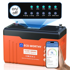 12V 300AH LiFePO4 Battery Lithium Bluetooth Communication LED Display Motorhome
