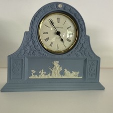 Wedgwood Table Clock Jasper Pale Blue Mantle As Is