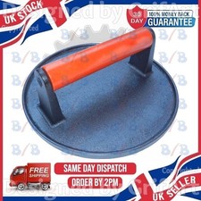 LARGE 18CM HEAVY DUTY CAST IRON BURGER BACON STEAK PRESS HEAVY WEIGHT GRILL BBQ