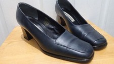 Roberto Vianni Black Leather Court Shoes UK 5 EU 38 Block Heel Square Toe