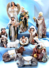 Set of 11 large Nativity figures. tallest 8"  (89342)
