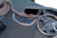 ECO LEATHER FLOOR MATS - BLACK/BLUE FIT DAF  XG ,  XG+ [ FOLDING PASSENGER SEAT]