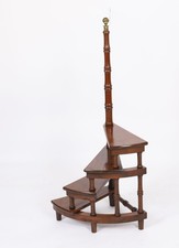 Vintage Set Spiral Mahogany Library Steps 20th C