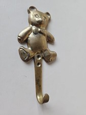 Vintage Brass Teddy Bear Coat Hook 13.5cm Long