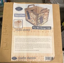 Wood Storage Crates Unfinished Boxes for Crafts Pack Of Four New Boxed
